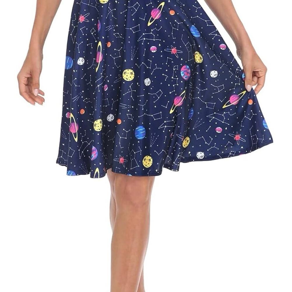 HDE Women’s XL Solar System Midi Skater Skirt